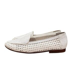GIORGIO BRUTINI womens size 10 D white leather etched slip on loafers flats